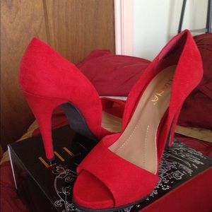 Red Suede Pumps